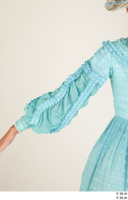  Photos Woman in Historical Civilian dress 5 19th century arm blue dress medieval clothing sleeve 0003.jpg